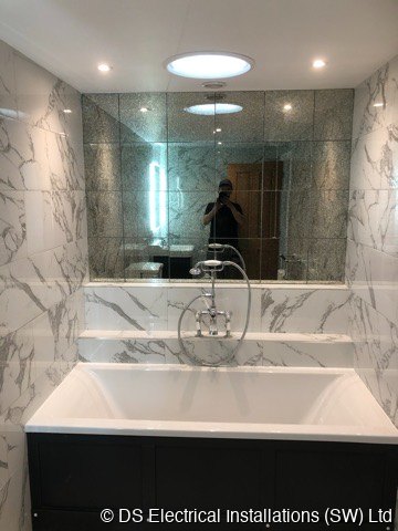 Marble bathroom lighting