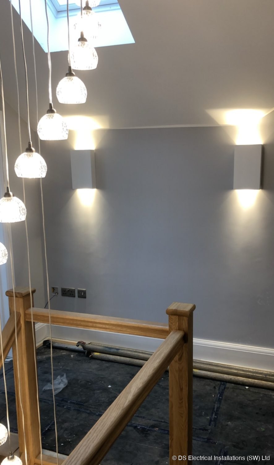 Pendant cascade in a stairwell