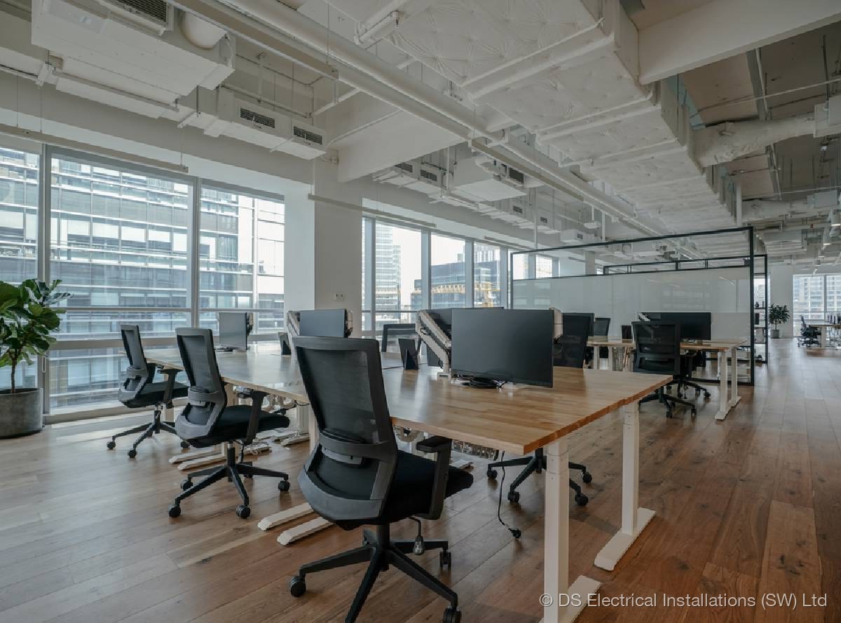 Modern office data cabling installation