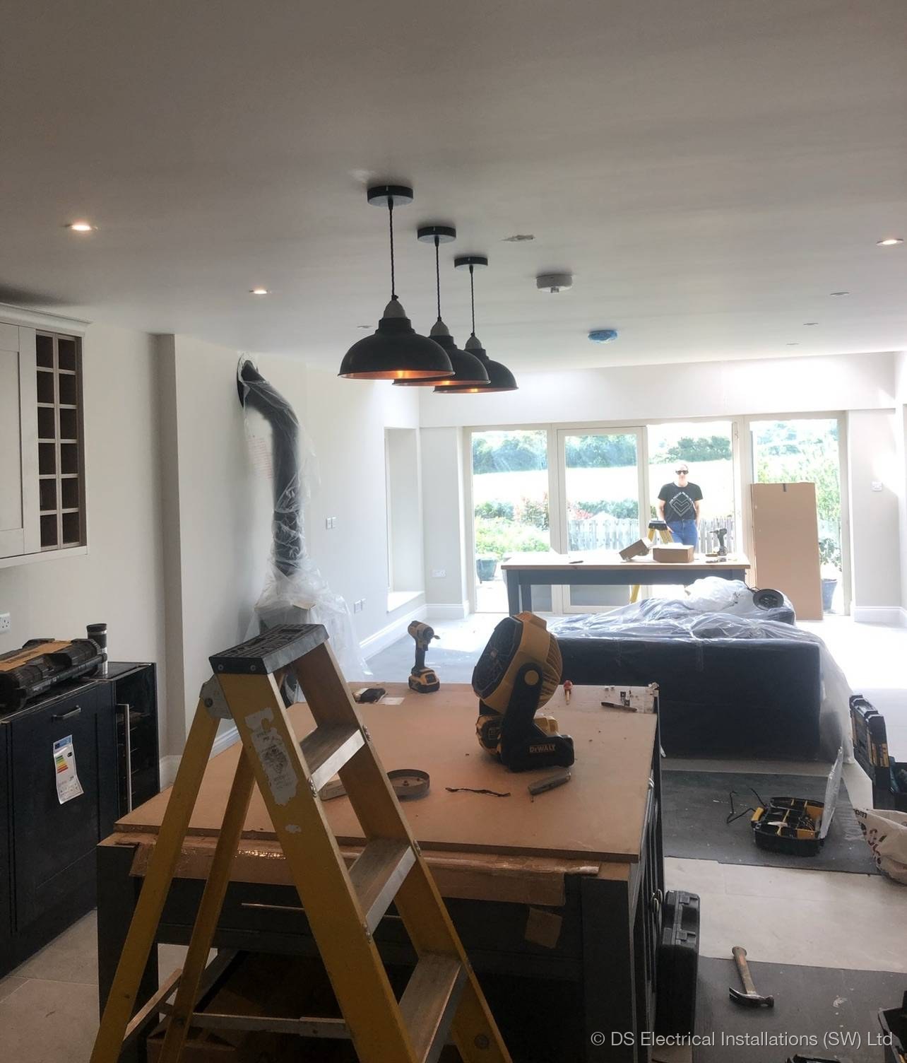 Real DS Electrical kitchen install: pendant lighting and downlights in a Mid Somerset kitchen