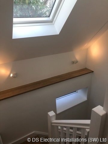 Loft stair, up-down wall lights