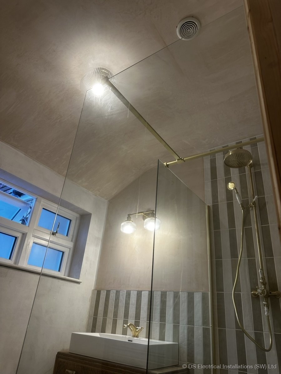 Period bathroom, brass fixtures